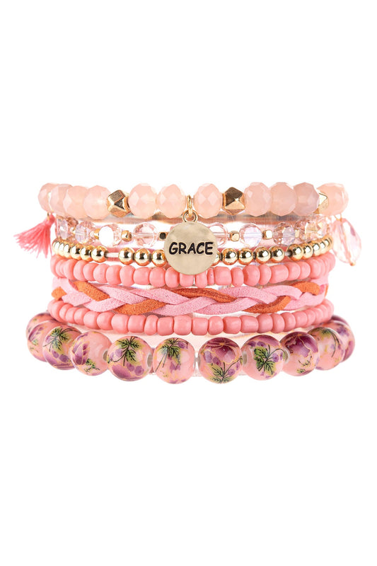 "Grace" Charm Multiline Beaded Bracelet