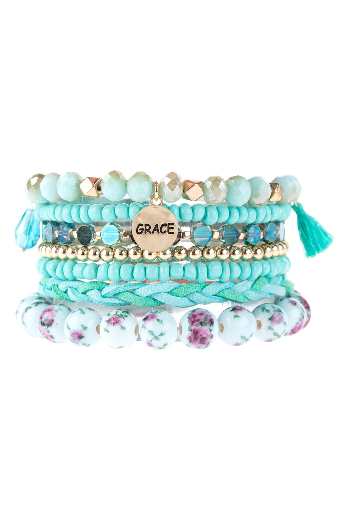 "Grace" Charm Multiline Beaded Bracelet
