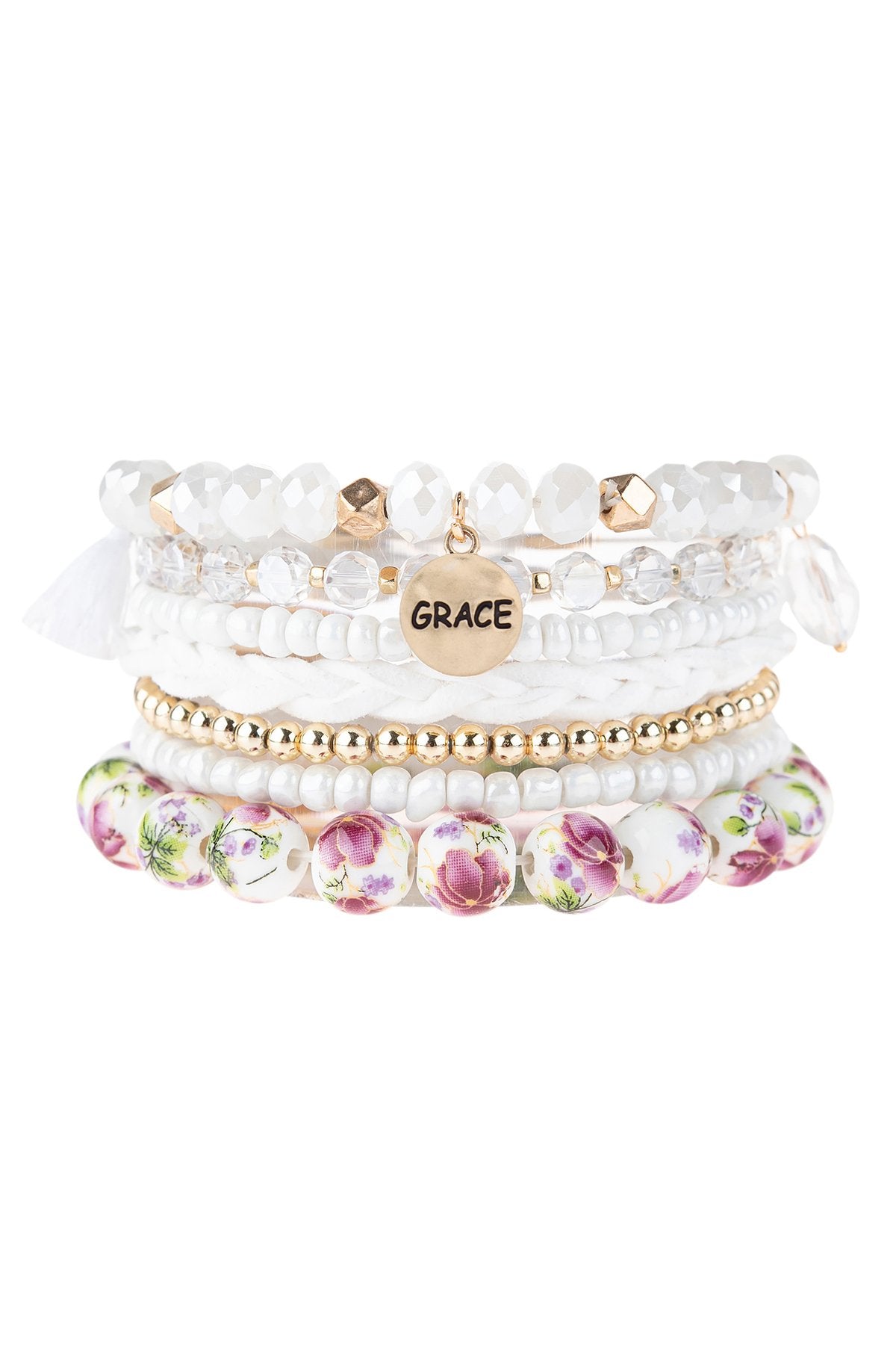 "Grace" Charm Multiline Beaded Bracelet
