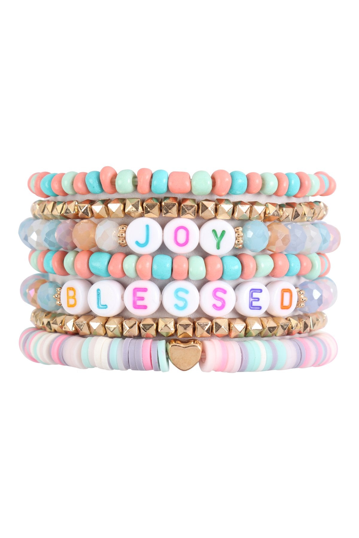 "Joy Blessed" Multi Beaded Bracelet