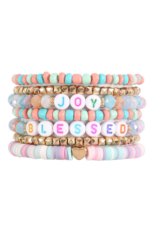 "Joy Blessed" Multi Beaded Bracelet