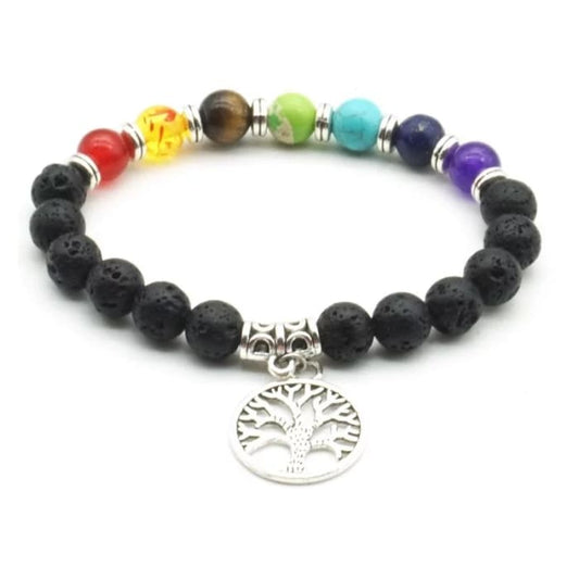 Tree of Life 7 Chakra Healing Balance Medallion Bracelet